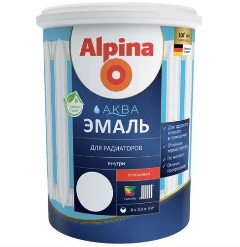 Эмаль Alpina Аква для радиаторов белая глянцевая 0,9 л