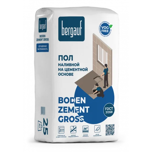 Самонивелир цементный тонкослойный Bergauf Boden Zement Gross, (от 5 до 50мм), 25 кг РБ