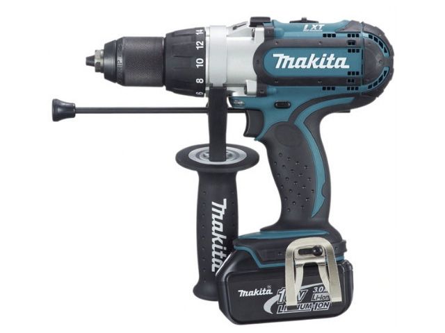 Аккум. ударная дрель-шуруповерт MAKITA LXT DHP 451 RFE в чем. (18.0 В, 2 акк., 3.0 А/ч Li-Ion, 3 скор., 80 Нм, шурупы до 13 мм, сверление в металле до