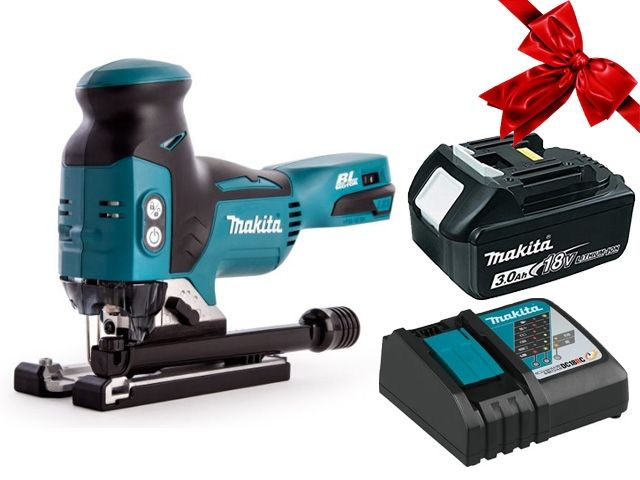 Аккум. лобзик MAKITA LXT DJV 181 Z в кор. + АКЦИЯ (BL1830B + DC18RC) (18.0 В, 1 акк. 3.0 А/ч, Li-Ion, пропил до 135 мм)