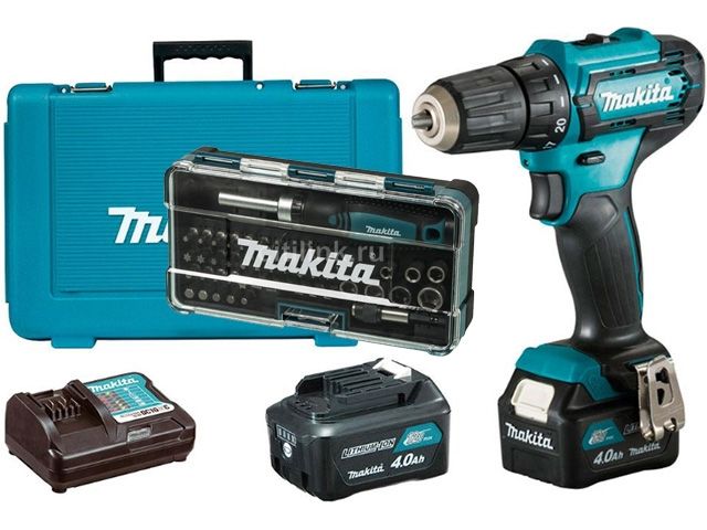 Аккум. дрель-шуруповерт MAKITA DF 333 DWME в чем. + Набор бит (B-36170) (12.0 В, 2 акк., 4.0 А/ч Li-Ion, 2 скор., 30 Нм, шурупы до 8 мм)