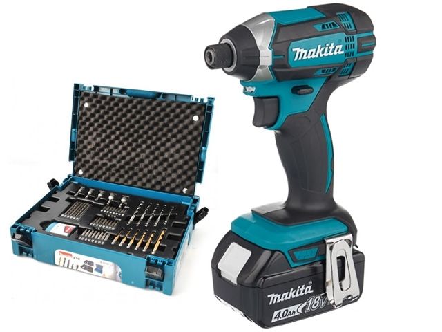 Аккум. шуруповерт MAKITA LXT DTD 152 RME в чем. + Набор оснастки MAKITA 56 предметов (B-53768) (18.0 В, 2 акк., 4.0 А/ч Li-Ion, 1 скор., 165 Нм, шуруп