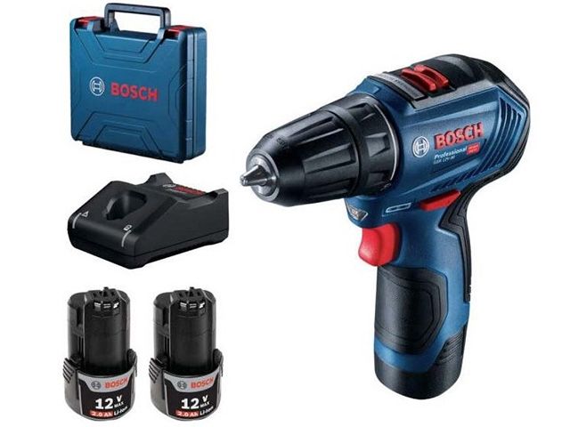 Аккум. дрель-шуруповерт BOSCH GSR 12V-30 в чем. (12.0 В, 2 акк., 2.0 А/ч Li-Ion, 2 скор., 30 Нм, шурупы до 7 мм)