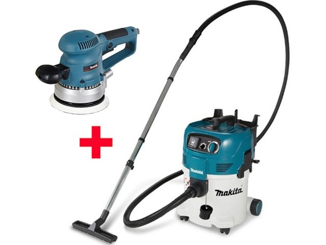 Пылесос MAKITA VC 3012 M + Эксцентриковая шлифмашина MAKITA BO 6030 в кор. (арт. BO6030) (1200 Вт, 30 л, класс: M, самоочистка: полуавтомат)