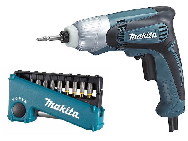 Шуруповерт MAKITA TD 0100 в кор. + Акция (набор насадок) (230 Вт, патрон внутр. шестигр. 1/4