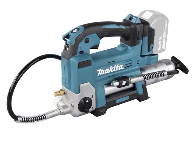 Аккумуляторный шприц для смазки MAKITA LXT DGP180Z (18 V LXT, 69мПа, 12/8/7 л/м, шланг 1,2м, 2 реж -145/290 л/мин, 410/450/500 мл)