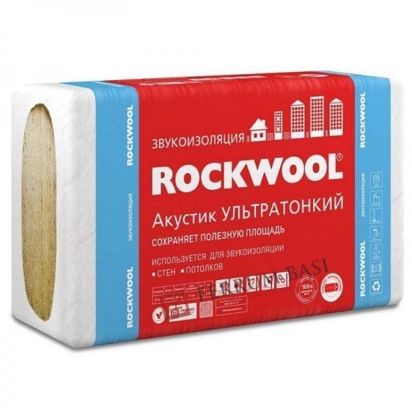 Базальтовая вата Rockwool Акустик Баттс Про Ультратонкий 1000х600х27 мм 12 плит в упаковке