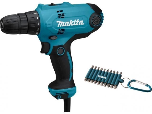 Дрель-шуруповерт MAKITA DF 0300X3 в кор. + набор бит (10 шт.) (320.0 В, 2 скор., 56 Нм,)