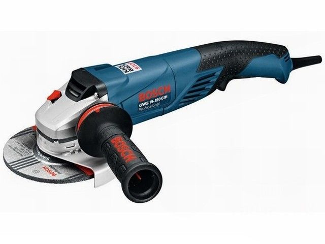 Одноручная углошлифмашина BOSCH GWS 15-150 CIH в кор. (1500 Вт, диск 150х22 мм, вибро, плавный пуск, без регул. об.)