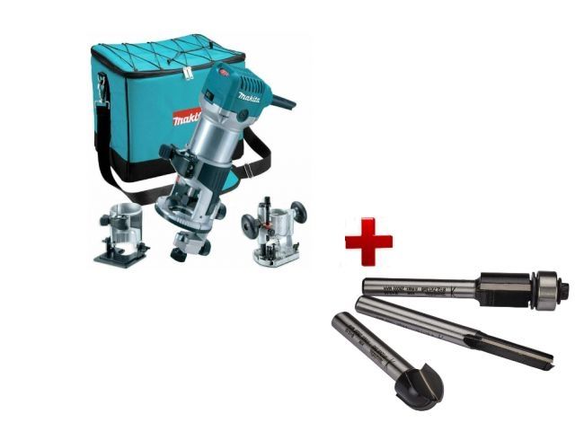 Фрезер кромочный MAKITA RT 0700 CX2 + аксессуары + АКЦИЯ Набор фрез 3 шт. D-70459 (710 Вт, цанга 8 мм, 30000 об/мин, регул. об.)