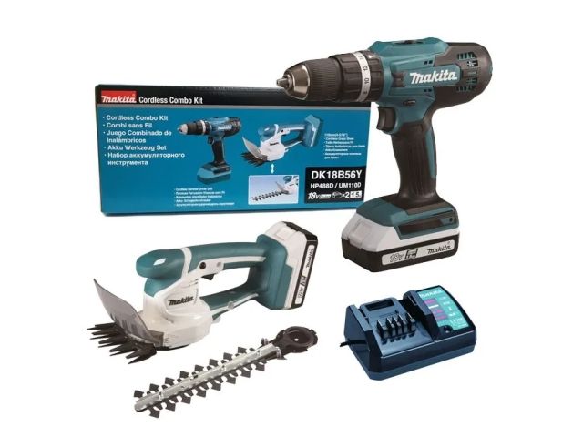 Аккум. дрель-шуруповерт MAKITA HP488D + аккум. кусторез UM110D (в комплекте 2 акум. 1,5А/ч + зарядное)