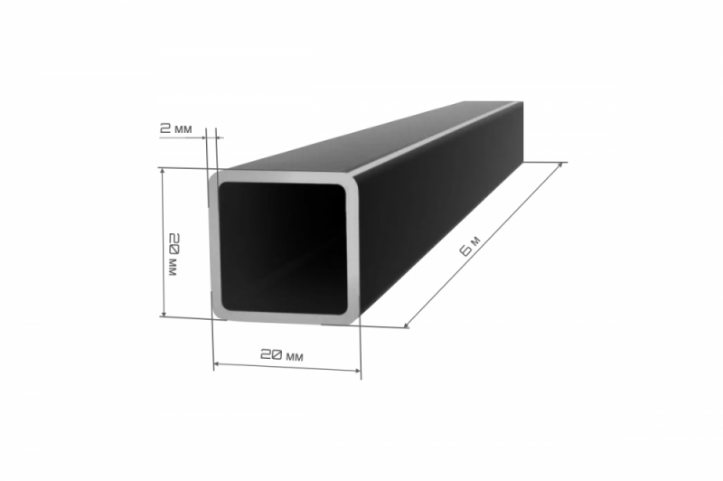 Труба профильная 20х20х2 мм 6 м